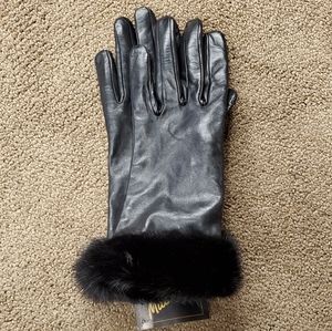 Mitchie's Leather Gloves with Mink Fur